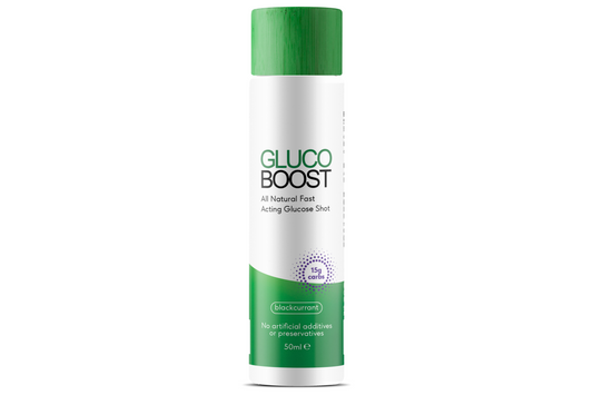 GlucoBoost all natural glucose shot bottle on a white background