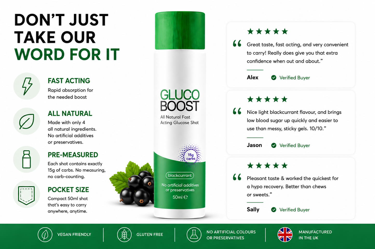 12 x 50ml Natural Blackcurrant Glucose Drink - 12 Pack